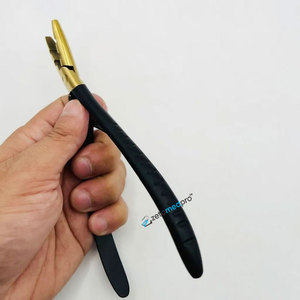 Pince à micro-perles professionnelle noire à 2 trous avec logo personnalisé OEM, pinces en acier inoxydable, outils d'extension capillaire - Product Image 4