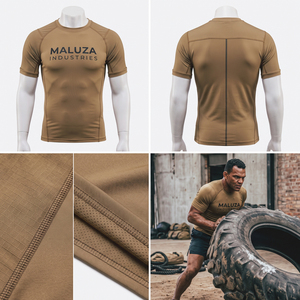T-shirt de compression tricoté pour homme avec logo personnalisé, 100 % coton, respirant, écologique, grande taille, haute élasticité, coupe ajustée, pour le fitness - Product Image 4