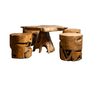 Unique <b>Rustic</b> Teak Root <b>Coffee</b> <b>Table</b> Set Natural Wood Stools Handcrafted Living Room Furniture for Home Hotels Villas Cafs - Product Image 1
