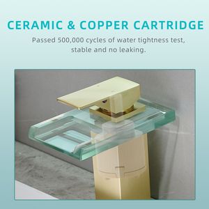 Rubinetto Monocomando per Lavabo Bagno con Luce LED, Cascata a 3 Colori Variabili, Bocca in Vetro, Miscelatore Acqua Calda e Fredda, Montaggio su Piano a Foro Singolo - Product Image 6