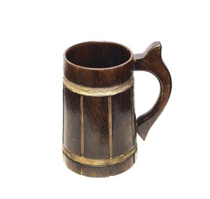 <b>Handmade</b> Wooden Beer <b>Mug</b> Cylinder Shape Vintage Design 400-500 ml Capacity Party Use - Product Image 2