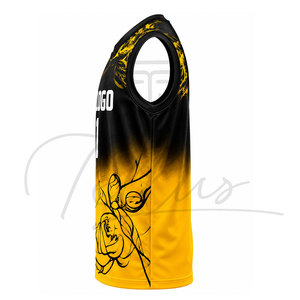 Camiseta de Baloncesto Personalizada para Clubes y Equipos Masculinos, Sublimación Completa, Poliéster Negro, Secado Rápido, Transpirable - Product Image 3