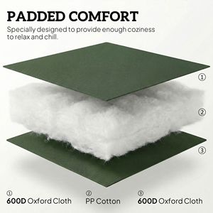 "Dark Green 2-Piece Folding Patio <b>Chairs</b> with <b>Padded</b> High Back and Armrests (600D Oxford Fabric)" - Product Image 4