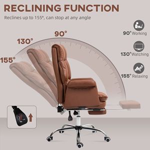 Sedia da Ufficio Direzionale in Pelle PU con Poggiapiedi, Ergonomica Reclinabile, Altezza Regolabile, Massaggiante, Certificata BIFMA, Marrone - Product Image 6