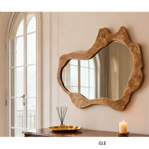 French-style Irregular-shaped Solid Wood Tempered Glass Full-length Mirror Wall-mounted Home Dressing Mirror for Bedroom - Product Image 4