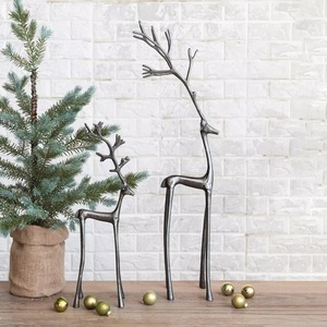 Figurines de cerfs en métal faites à la main, lot de 2, sculptures d'animaux minimalistes pour la décoration de table de Noël, salon - Product Image 4
