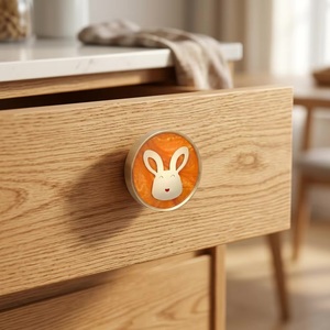 Pomo de latón para muebles con diseño de conejo, resina verde, diseño contemporáneo, ecológico, ajustable, multifunción, para cajones, cómodas y armarios - Product Image 4