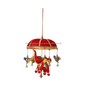Campanas de viento de algodón multicolor para colgar en la pared, carillón de viento de Rajasthani hecho a mano para decoración de sala de estar - Product Image 1