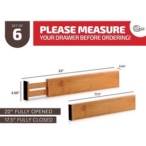 17\" 21.5\" Expandable Adjustable 6 Pack Bamboo <b>Drawer</b> <b>Organizers</b> Large Kitchen <b>Drawer</b> <b>Organizers</b> for Utensils Kitchen <b>Drawer</b> - Product Image 5