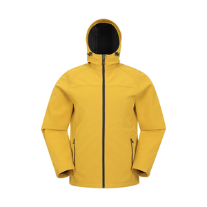 Veste softshell jaune à capuche coupe-vent pour homme, vêtement décontracté pour l'extérieur avec fermeture éclair et col montant par Salamons Wears - Product Image 1