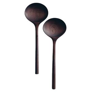 Cuillère de cuisine en bois super foncé, finition lisse, durable, résistante à la chaleur, élégante, pour remuer, servir et utilisation quotidienne en cuisine - Product Image 1