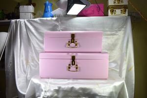 Pink Metal Trunk Lockable <b>Memory</b> <b>Box</b> Custom Name Embroidery Storage Chest for Baby Toy Organizer - Product Image 1