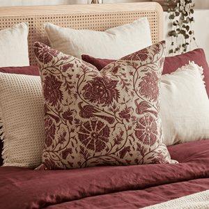 Housse de coussin carrée décorative en coton Paisley 20x20, imprimée à la main, avec fermeture éclair, pliable, impression personnalisée - Product Image 1