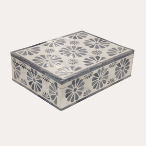 Handmade Bone Inlay Decorative <b>Storage</b> <b>Box</b> Modern Rectangle Wood Resin MDF Jewelry Case with Carton Packaging - Product Image 1