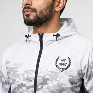 Vêtements de sport décontractés résistants au vent et hydrofuges pour hommes, veste coupe-vent légère en polyester respirant - Product Image 5