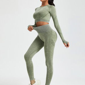 <b>exercise</b> clothing set Women's Trendy Sportswear Solid Front Logo Seamless for Women's Sets Gym Workouts - Product Image 4