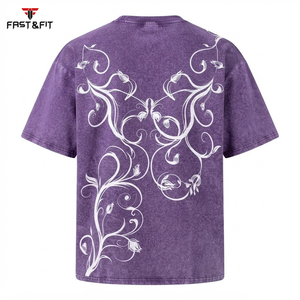 T-shirts personnalisés à manches courtes, nouvelle conception, impression de logo, effet délavé, séchage rapide, sur mesure pour hommes - Product Image 2