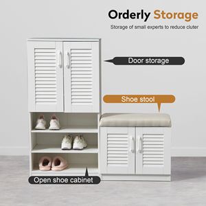 Scarpiera Multifunzionale Regolabile con 7+3 Scomparti e Panchina Imbottita - Per Organizzazione Domestica - Product Image 2