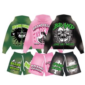 Conjunto Popular de Sudadera con Capucha y Pantalones Cortos con Estampado de Letras en Algodón para Hombre y Mujer, Estilo Casual de Manga Larga para Primavera y Verano - Product Image 4