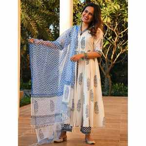 TRABAJO CON ESTAMPADO DE ALGODÓN ATRACTIVO FONDO CON DUPATTA - Product Image 1