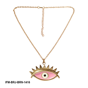 Collar artesanal de latón para mujer con colgante minimalista de ojo, esmalte rosa, revestimiento resistente al deslustre y cadena de eslabones ajustable de longitud princesa. - Product Image 5