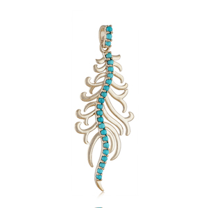 <b>Solid</b> 14k Yellow <b>Gold</b> <b>Pendant</b> Natural Turquoise Gemstone <b>Gold</b> Jewelry Wholesale New Design Handmade <b>Pendant</b> - Product Image 1