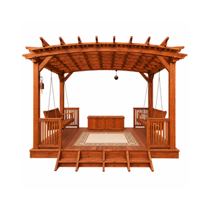 Pérgola Moderna de Madera Sólida para Exteriores con Bancos Dobles para Jardín, Patio, Terraza, Villa, Resort, Hotel - Product Image 1