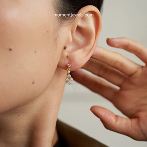 Elegantes Pendientes de Plata S925 con Encaje, Pendientes de Zirconia en Forma de Rombo con Baño de Rodio para Mujer, Joyería Chapada en Oro de 18K - Product Image 3