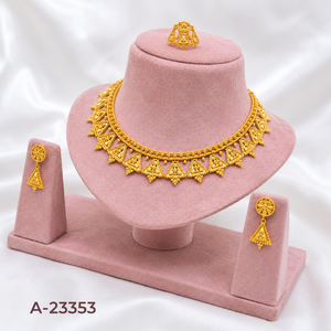Parure de bijoux de luxe pour femme, plaquée or, motif floral, avec micro-incrustations en laiton et zircon – Collier, boucles d'oreilles, bague, bracelet pour cadeau de mariage - Product Image 6