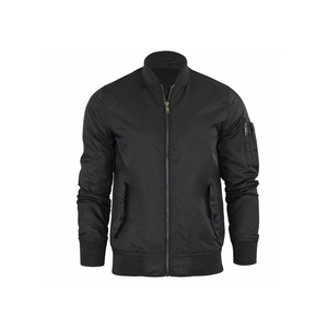 <b>Men</b>’s <b>Lightweight</b> Black Bomber <b>Jacket</b> Zipper Front Flight <b>Jacket</b> with Ribbed Cuffs, Casual Streetwear Outerwear - Product Image 1