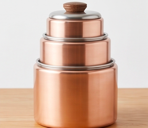 Juego de recipientes vintage de cobre con acabado esmaltado, estantes metálicos, tarros de almacenamiento para especias y frutos secos, recipientes premium para cocina. - Product Image 4