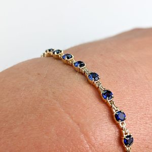 Sapphire Claw Prong Tennis Bracelet 925 Sterling Silver 14K Gold Plated Fully Customizable Luxury Jewelry - Product Image 5
