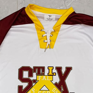 ST.I.X Unisex Ice Hockey Jersey White Maroon Yellow 85 Custom Printed Team Uniform Full Sleeve V-Neck Moisture Front Breathable - Product Image 4
