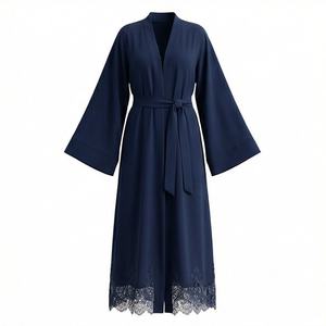 2025 OEM Kimono Abaya pour femmes musulmanes, en tissu polyester épais, doux et très extensible, col en V, manches longues, pour fêtes, Ramadan, mariages - Product Image 1