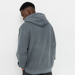 Vente en gros Sweat à capuche zippé intégral pour homme, coupe oversize vintage, uni, personnalisable, délavé à l'acide, avec ouvertures pour les yeux - Product Image 3