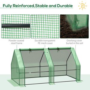 Mini serra portatile 6 'X 3' X 3 'piccola serra da giardino con grandi porte a cerniera e copertura resistente all'acqua UV/PE verde - Product Image 5