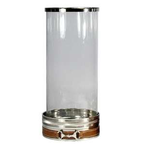 Portavelas cilíndrico de cristal estilo bocado de caballo de cuero para decoración de mesa, decoración moderna para el hogar, artículos navideños - Product Image 1