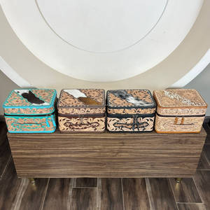 Boîte à bijoux vintage en cuir de vachette véritable, faite à la main, avec motif floral intégral et fermeture éclair, qualité supérieure, Super Septembre - Product Image 2