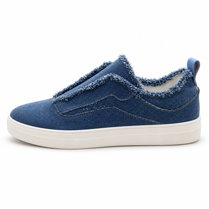 Zapatillas de mezclilla para mujer, sin cordones, con borde deshilachado, punta redonda, informales, para caminar descalza, para todas las estaciones - Product Image 4