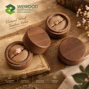 Wooden <b>Jewelry</b> <b>Box</b> with Custom Logo, Round Wooden Ring Storage <b>Box</b>, OEM ODM Manufacturer - Product Image 2