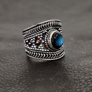 Anillo de labradorita azul fuego natural, plata de ley 925, joyería con piedra preciosa de labradorita, anillo de boda, regalo para niñas y mujeres - Product Image 2