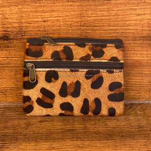 2024 nouveau Offre Spéciale Double fermeture éclair cheveux sur imprimé Animal en cuir véritable porte-monnaie Western cuir de vachette Mini portefeuille pour femmes - Product Image 4