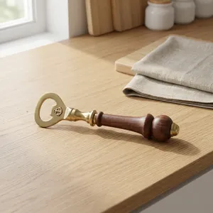 Ouvre-bouteille nautique vintage en laiton avec manche en bois, design ancre artisanal, ouvre-boissons décoratif pour la cuisine, cadeau - Product Image 6