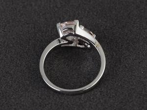 แหวนแต่งงานมอร์แกไนต์ธรรมชาติทรงทริลเลียน พลอยสีชมพู เงินแท้ แหวนพลอยคู่สำหรับผู้หญิง - Product Image 3