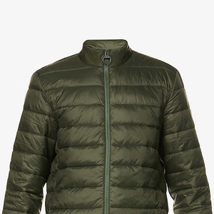 Chaqueta acolchada verde oliva para hombre, cuello alto, cierre de cremallera, a prueba de viento, informal, ajustada, de poliéster. - Product Image 4