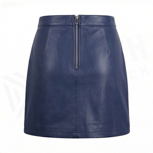 Mini-jupe en cuir PU pour femme, couleur unie, design droit avec poches, finition brillante, taille normale, à porter toute l'année - Product Image 2