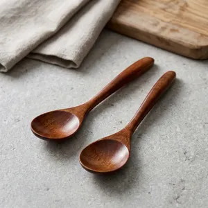 Ensemble de 2 cuillères à miel en bois Adiba pour la décoration de la maison |   Bâton à miel en bois naturel au design moderne |   Cuillère compatible lave-vaisselle - Product Image 6