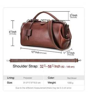 Sac de médecin en cuir véritable Eoin Winston Sports, design classique marron, sac bandoulière avec serrure de sécurité et cadre métallique - Product Image 2
