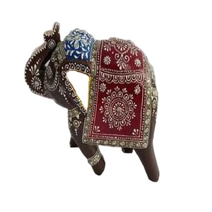Estatua de Elefante de Madera Tallada a Mano Intrincadamente, Figura Decorativa Artesanal Tradicional, Elefante Decorativo Pintado Personalizable - Product Image 1