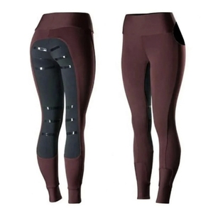Leggings d'équitation bleus pour femmes avec assise intégrale en silicone pour la pratique de l'équitation - Product Image 4
